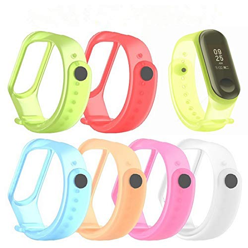Aifulo Colorful Watchband Compatible with Xiaomi 3 Smartwatch Wristbands Replacement Bands Straps Silicone Bracelets Compatible with Mi3 Only (Not for Mi1/2)[7 Pack]