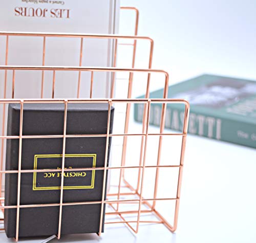 Desktop Letter File Sorter,Mail Oragnizer,Magazine Holder Organizer Rack for Home Office Mails Books Files Brochures Postcards Makeups and More, 3 Slot