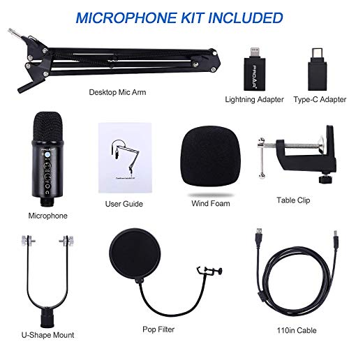 PROAR USB Microphone Condenser Computer PC Gaming Mic Podcast