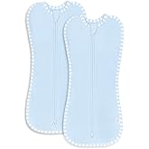 Comfy Cubs Swaddle Blanket Baby Girl Boy Easy Zipper Wrap 2 Pack Newborn Infant Sleep Sack (Large 3-6 Months, Blue)