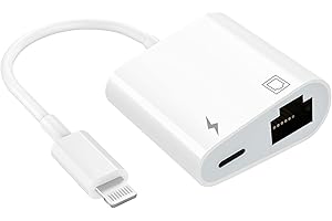 DESOFICON Apple MFi Certified Lightning to Ethernet Adapter - 2 in 1 RJ45 Ethernet LAN Network Adapter with Charge Port for iPhone/iPad/iPod, Plug and Play, Supports 100Mbps Network
