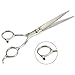 Petroad 7 Inches Professional Pet Grooming Scissors Kit Stainless Steel Blade Home Cutting Curved Thinning Shear Kit with Combs