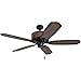 Prominence Home 41110-01 Balsam Creek Lodge Ceiling Fan, 3-Light, Faux Leather Lamp Shades, 52 Inch, Matte Black