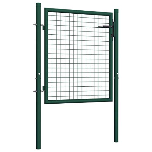Tidyard Metall Zauntor Gartentor Hoftor Einzeltor Einfahrtstor Zaunfelder, 100x125 cm Grün – Bild 3