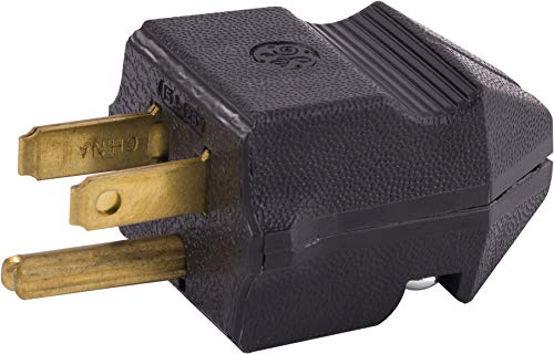 GE 54301 15A 125V Household Grounding Plug, Black