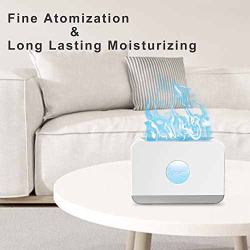 LED Flame Light Humidifier for Bedroom, Colorful Air Aroma Humidifier with Remote Control for Home, Office, SPA or Yoga (White)