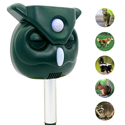 ZOVENCHI Pest Repeller, Solar Powered Ultrasonic Animal Repeller with Ultrasonic Sound, Motion Sensor and Flashing Light Waterproof Outdoor pest Repeller for Cats, Dogs, Squirrels, Moles, Rats