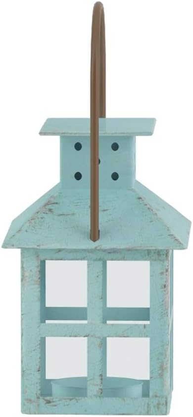 Kate Aspen, Distressed Metal Vintage Decorative Mini Lantern, Centerpiece, Party Favor, 2.5 x 2.5 x 6.5, Blue: Home & Kitchen