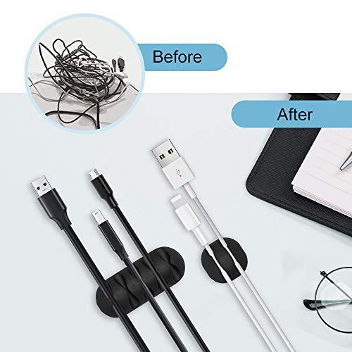 Smilife 9 Pack White Silicone Cable Clip Holders, Self Adhesive Wire Management, Well-Organized Cables for Home, Office, Car