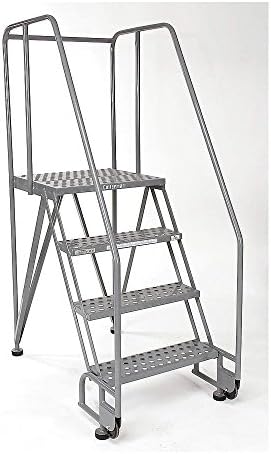 Rolling Ladder, Handrail, Platform 30 In H