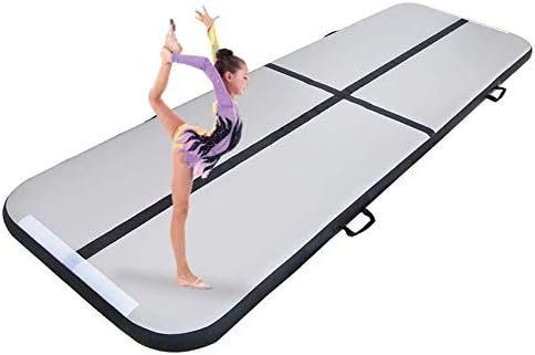 Iware Air Track Tumble 10 ft Track Inflatable Gymnastic Mat 4 inches Thickness Training Air Track Floor Exercise Tumbling Mat for Home Gymnastics GYM Yoga Cheerleading with Air Pump,Black
