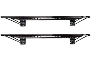 MIDO BROS. Slatwall Wire Metal Shelf Heavy Duty Adjustable Steel Slat Wall Mount Shelves for Garage Storage & Retail Display (24" x 12") Pack of 2 (Black)