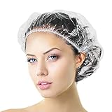 100pcs Shower Caps, Segbeauty Stretchable Max 20.5 inches Thick Disposable Shower Cap, Clear Plastic Bath Caps Hair Processing Hair Salon Caps Waterproof for Dye Spa Home Use Hotel Travel Shoes Covers