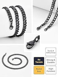 U7 Men Women Curb Chain Necklace Ion Plating Black