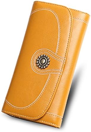 A5juznjanm Luxury Split Leather Wallet Wallet Female Vintage Wallet Women Purse Long Coin Purse Women Purse For iPhone7S Yellow