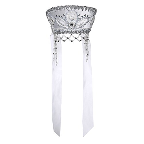 Russian Traditional Folk Costume Headdress Kokoshnik"Victoria" White #415
