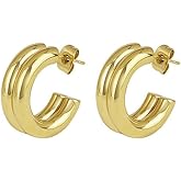 18K Gold Plated Chunky Gold Earrings for Women Statement Earrings Small Gold Open Hoop Earrings Jewelry Gift