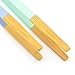 RuiLing 2-Pack 9.5-Inch Bamboo Kitchen Tongs Toast Tongs - Premium Environmental nontoxic Mineral Oil Paints.(Blue/Green)