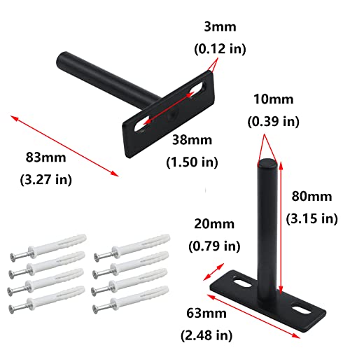 Antrader Solid Steel Matte Black Floating Shelf Brackets, 3Inch