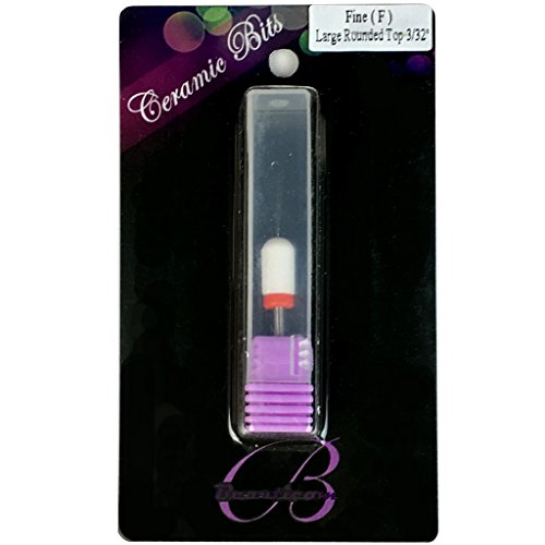 Beauticom Professional USA Ceramic White ROUND Top LARGE Barrel Bit Nail Drill (Grit: FINE) 3/32" Shank Size