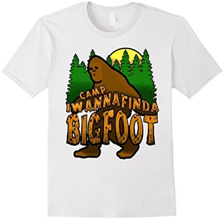 Mens Camp Iwannafinda Bigfoot Novelty Gift T-Shirt Large White