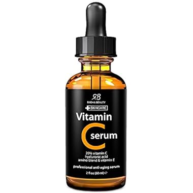 Radha Beauty Vitamin C Serum for Face, 2 fl. oz – 20% Organic Vitamin C + E + Hyaluronic Acid for Anti-Aging, Wrinkles, and Fine Lines – For Radiant and Healthy Skin