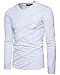 Men's Casual Long Sleeve Striped T-Shirt, Winter Fashion Cotton Solid V Neck Tee White X-Small