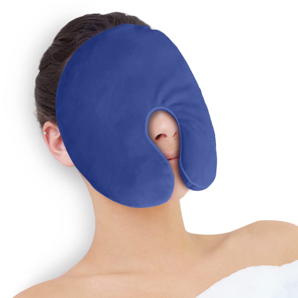 Photo 1 of Heating Pad Sinus Relief Mask Moist Heat Face Eye Mask Microwavable, Warm Compress for Sinus Pressure Relief, Migraine, Tension Headache Relief - Blue