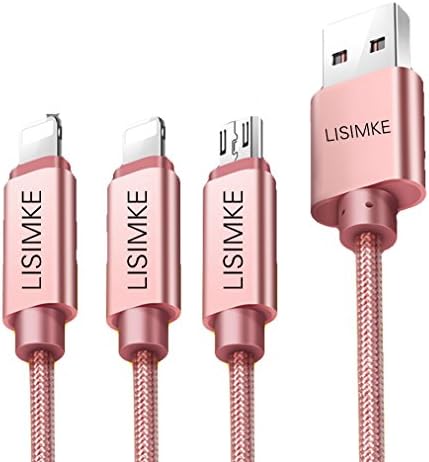 Rose Multi USB Charging Cable,LISIMKE 2Pack[3ft+1ft] 4 in 1 Multiple USB Charger Cable Charge Cord with 8Pin Lightning/30 Pin/Micro USB/Mini Connectors for iPhone 5s 6 6s 7 Plus,iPad,iPod Android MP3