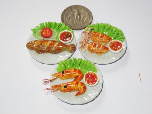 3 Lovely Mix Sea Food Dollhouse miniature Food,Tiny Food, Collectibles Scale 1:6