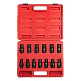 Sunex 2665, 1/2 Inch Drive Universal Impact Socket Set, 13-Piece, Metric, 12mm - 24mm, Cr-Mo Alloy Steel, Radius Corner Design, Heavy Duty Storage Case