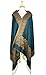 Paskmlna Border Pattern Double Layered Reversible Woven Pashmina Shawl Scarf Wrap Stole (#05teal)