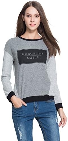 Sushi Kong Women's Long Sleeve Colorblock Gray Sweatshirt 8806M