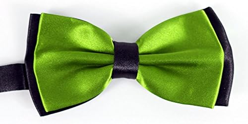 Wedding Party Mixed Design Adjustable Pre-Tied Mens Neck Tie Bowtie, Black &amp; Dark Green