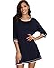 GYS Women's Nightgown Soft Bamboo Sleepwear 3/4 Sleeve Nightshirt, 95% Bamboo Viscose Washable Pajamas (Purplish Blue,M-2XL,One Piece) (L)