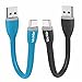 Type C, Veckle USB C 0.5ft Portable Short USB Type C Cable for Samsung Galaxy Note 8 S9 S8 Plus, Google Pixel XL2, HTC U11, Nexus 6P, Nexus 5X, LG G5, OnePlus 5 and More, 2 Pack Black and Blue