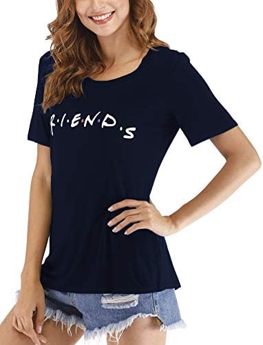Women's Casual Crew Neck Short Sleeve Print Friends T-Shirt Loose Blouse