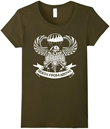 Womens Airborne -Death From Above Tshirt Small Olive