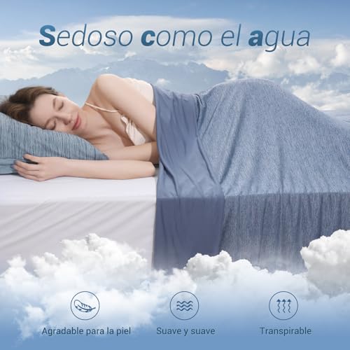 Elegear Cooling Summer Blanket, Cooling Fibres ARC-Chill 3.0 Q-MAX>0.5 Double-Sided Self-Cooling Summer Blanket for Better Sleep, Comfort, Breathable and Lightness, 200 × 220 cm, Blue