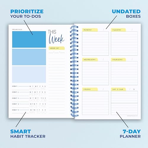 Weekly Planner - Habit Tracker - To Do List Notepad - Undated Weekly ...