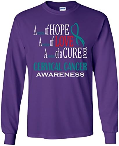 A Voice Of Hope Love Cure For Cervical Cancer Awareness Long Sleeve (M,Purple)