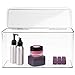 mDesign Plastic Makeup Cosmetic Beauty Storage Organizer Box Containers with Hinged Lid for Vanity Drawers - Holds Lipstick, Lip Gloss, Brushes, Jewelry, and Accessories - Lumiere Collection - Clear