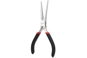 Fixchure 6" Long Needle Nose Pliers - Mini Jewelry Plier for Wire Wrapping, Handmade Craft, Non-Serrated with Insulated Comfo