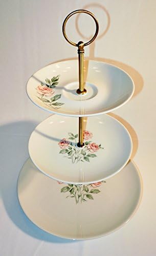 Three Tier Serving Stand, Cake Stand, Tray, Mismatched Plates, Cupcake Stand, Dessert, Appetizer, Tidbit, Vintage, Floral, Rose