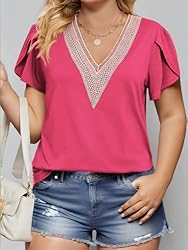 Plus Size Hot Pink Top Oversized Short Sleeve