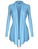 [DRSKIN] Women's Open - Front Long Sleeve Knit Cardigan (2XL, SkyBlue)
