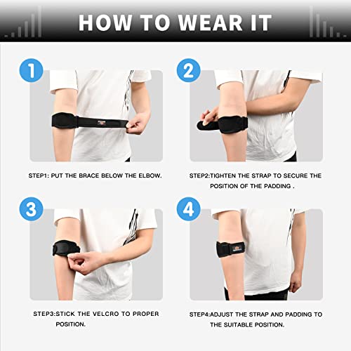 Tennis Elbow Brace 2 Pack, Adjustable Forearm Straps Support Band, with