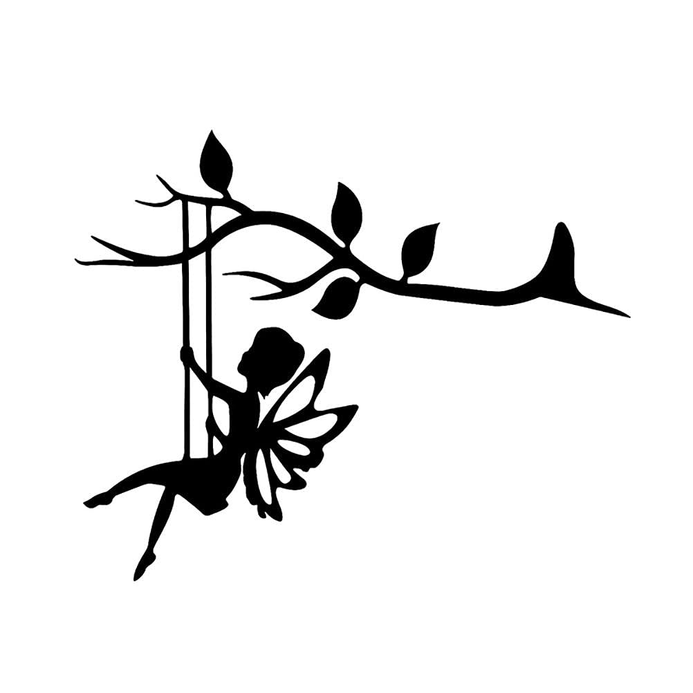 HUSHUI Metal Fairy Silhouette Hanging Branch Ornament Tree Wall Art for Garden Outdoor Decor,Outdoor Statues