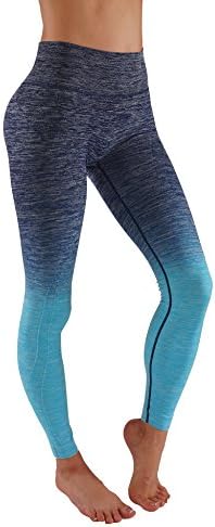 Women's Flexible Yoga Pants Ombre Leggings Activewaer L704 (L, L704-Nv.Ocean Blue)