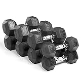 XMark Premium Quality, Rubber Coated Hex Dumbbells are Built Tough, Built to Last - Hex Dumbbell Set, 280 lb. Set, 4 Pair: 20, 30, 40 and 50 lbs. - Total 280 lbs.